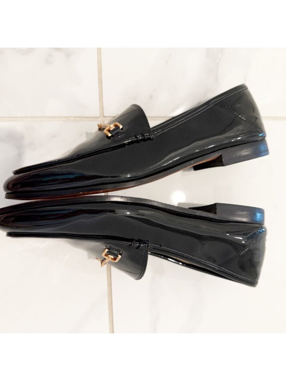 Sam Edelman Loraine Black Patent Leather Bit Buckle Loafers 7 - Picture 6 of 11